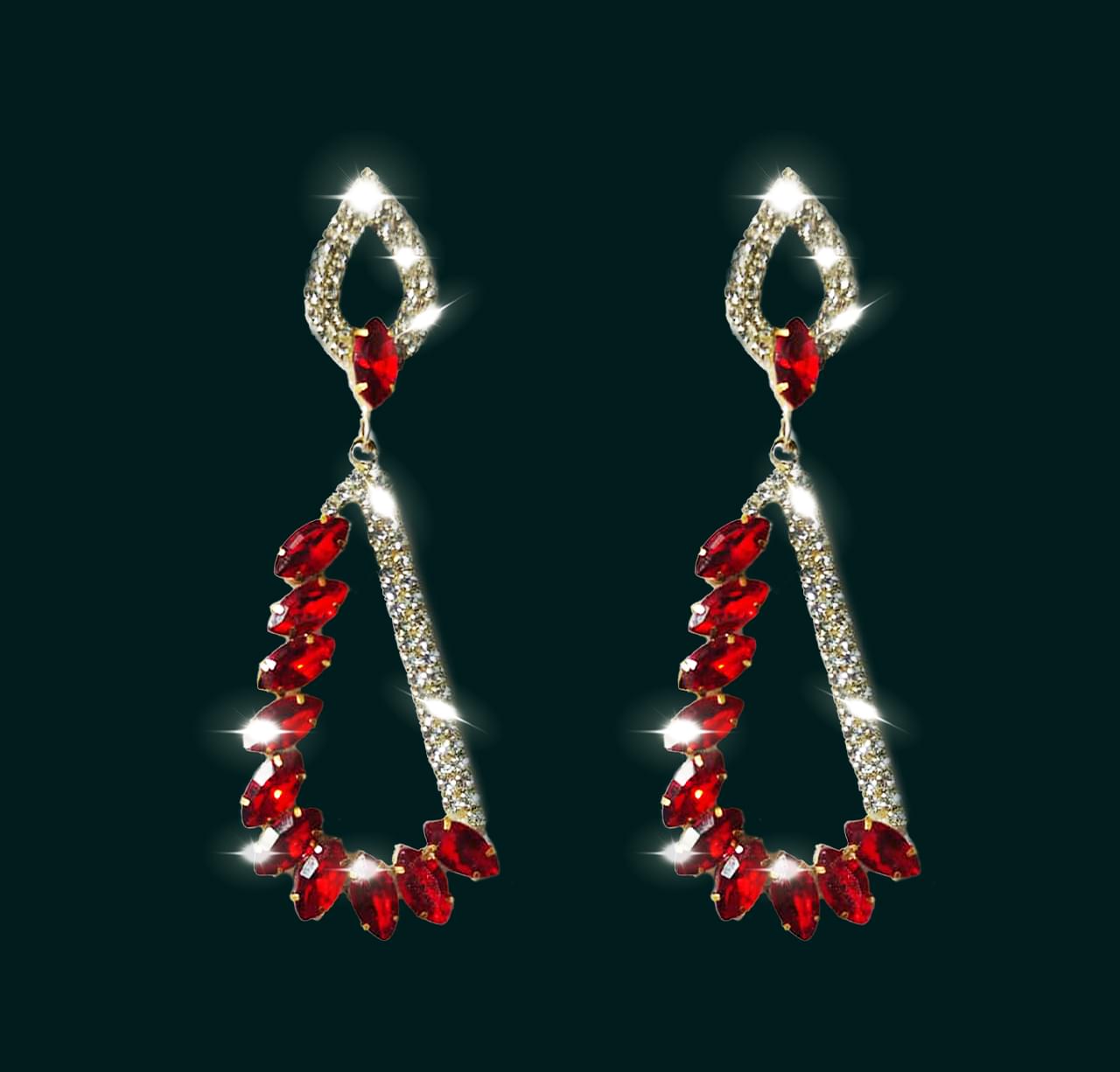 Handmade Resin Red Stone Drop Earrings – Elegant Party Wear Jewelry - Image 4