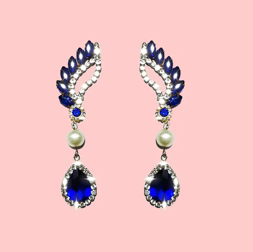 Indian Resin Product Handmade Resin & Crystal Stone Hook Earrings – Lightweight Fashion Jewellery