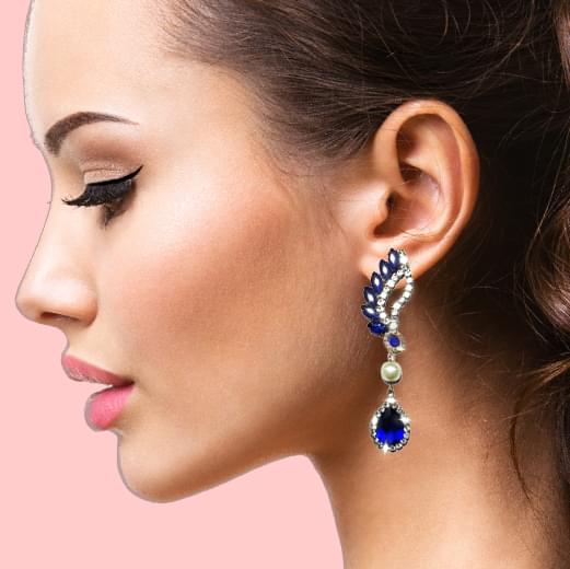 Indian Resin Product Handmade Resin & Crystal Stone Hook Earrings – Lightweight Fashion Jewellery - Image 3
