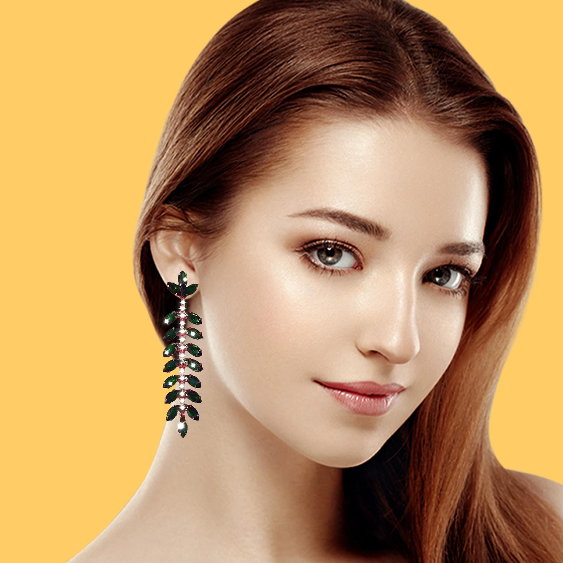 Handmade Resin Green Stone Earrings – Elegant Designer Jewelry - Image 2