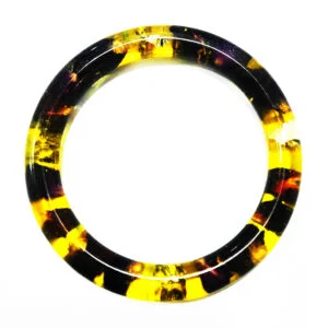 Handmade Yellow Resin Bangle with Red Rose